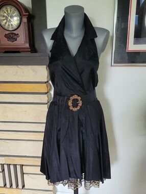 Mayvens of California Dress 11 Black /Gold Vintage 80s